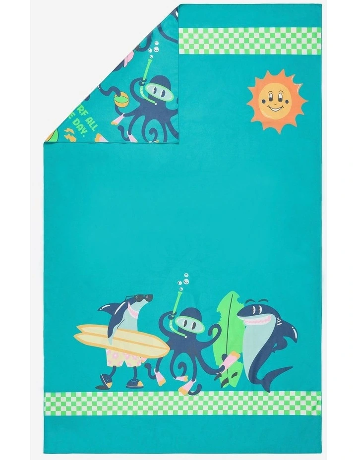 Microfibre Swimming Towel Size XL 110 x 175 cm, friends print turquoise image 2