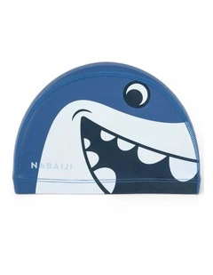 Decathlon - Coated mesh swim cap - Printed fabric - Size S - Shark blue