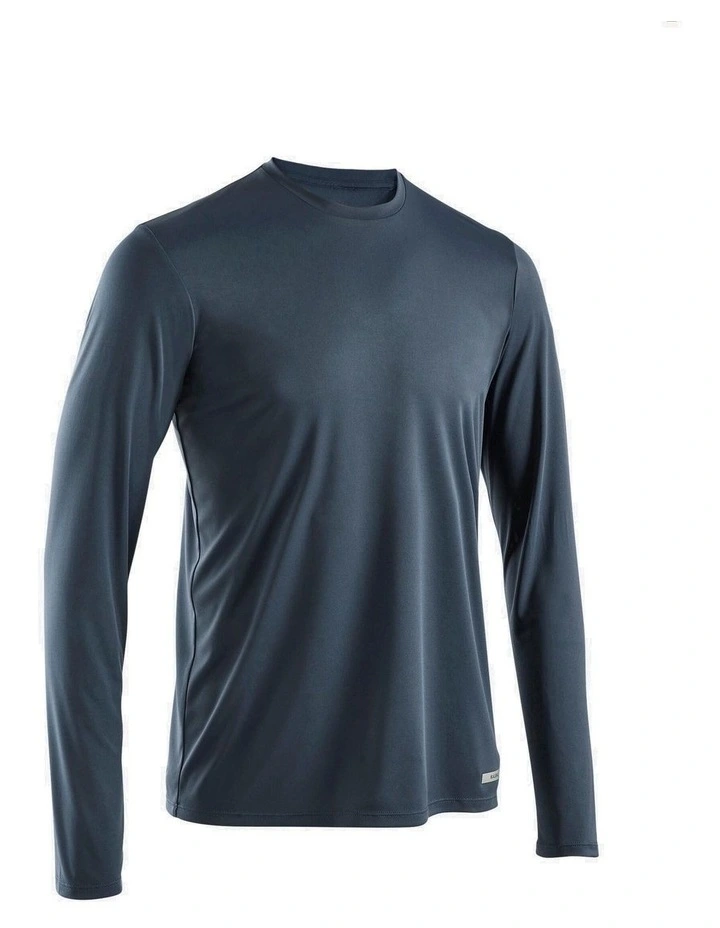 Men's Running Long-Sleeved T-Shirt Anti-UV - KIPRUN Dry 500 UV Blue Grey image 1