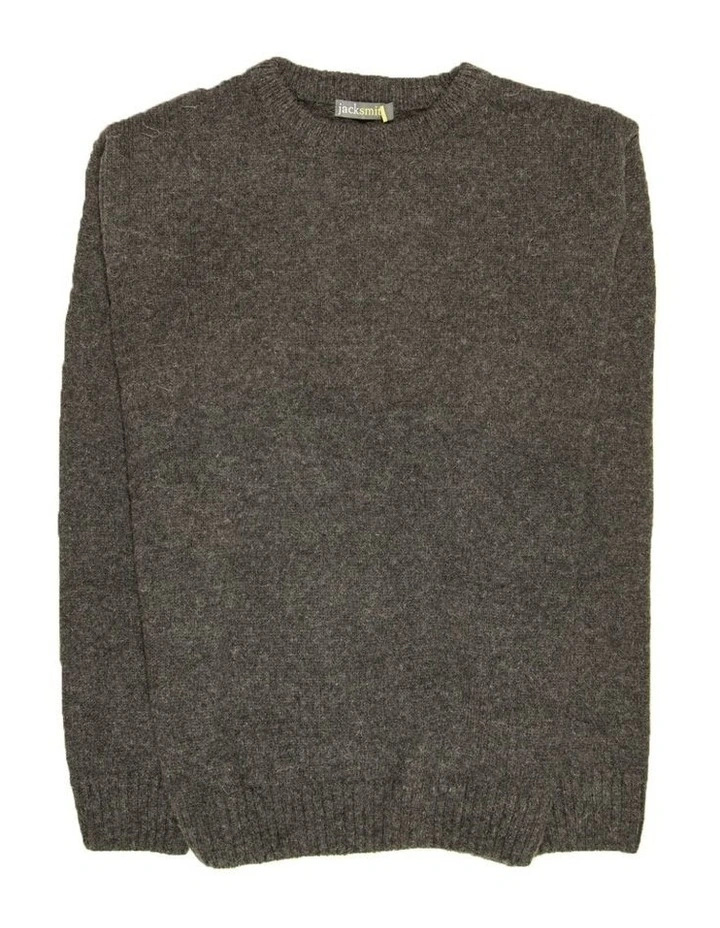 Mens 100% Shetland Ragg Wool Round Neck Knit Jumper Pullover Crew Sweater - Charcoal image 3