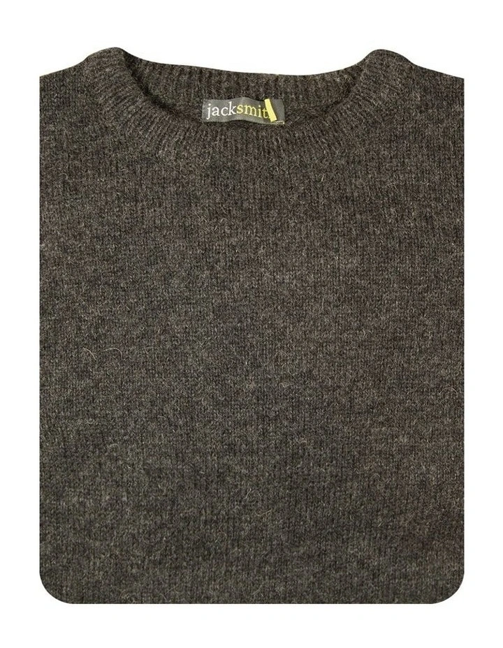 Mens 100% Shetland Ragg Wool Round Neck Knit Jumper Pullover Crew Sweater - Charcoal image 5