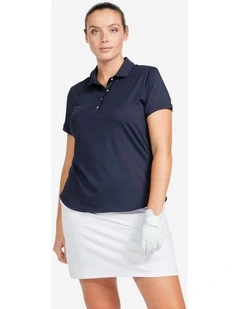 Golf Short-Sleeved Polo Shirt WW 500 in Navy Blue