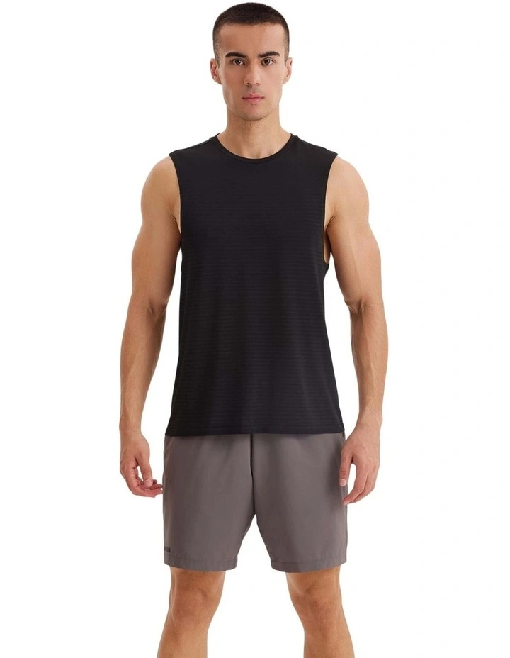 Decathlon | 500 COMFORT RUNNING TANK TOP WITH NO SIDE SEAMS - SMOKY BLACK - Black/Grey / 8882444 image 1