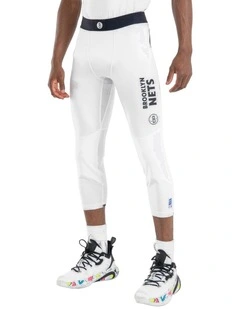 Tarmak Men and Women Basketball 3/4 Leggings 500 NBA Brooklyn Nets White