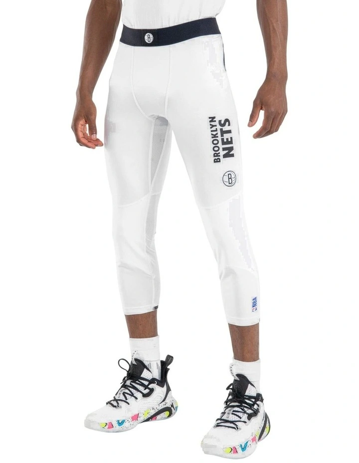 Tarmak Men and Women Basketball 3/4 Leggings 500 NBA Brooklyn Nets White image 1