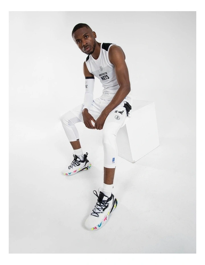 Tarmak Men and Women Basketball 3/4 Leggings 500 NBA Brooklyn Nets White image 4