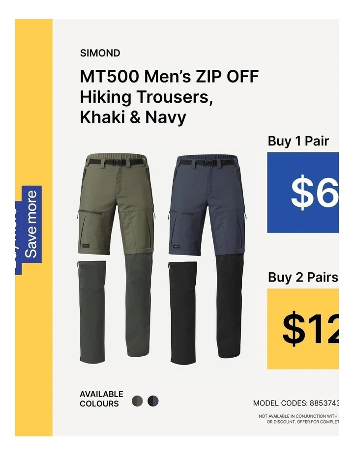 Decathlon | Men's 2-in-1 adjustable and durable hiking trousers  MT500 image 5