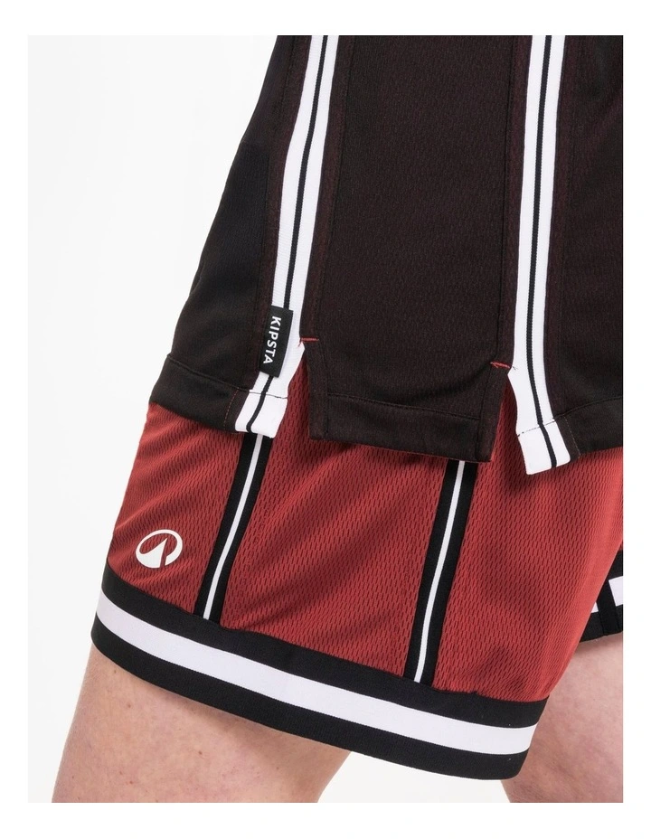 Decathlon | Adult 2-Way Basketball Shorts SHR-500 - Black/Red image 5