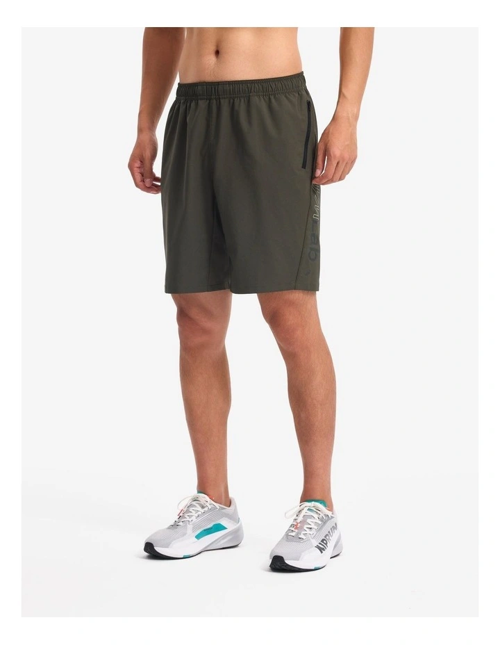 Domyos Men's Breathable Fitness Shorts With Zipped Pockets - Khaki Green image 2
