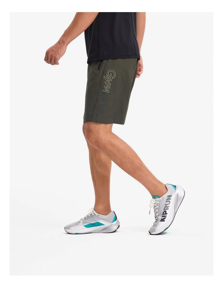 Domyos Men's Breathable Fitness Shorts With Zipped Pockets - Khaki Green image 4