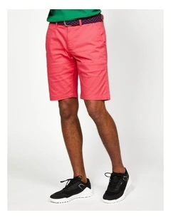 Men's Golf Cotton Chino Shorts in Cherry Pink