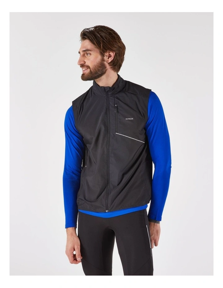 Decathlon | KIPRUN Run 500 Men's Sleeveless Windproof Running Jacket - Black image 1