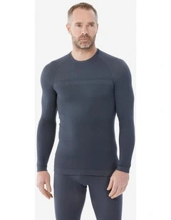 Mens Warm and Breathable Merino Wool Ski Base Layer Top, BL100 - Grey