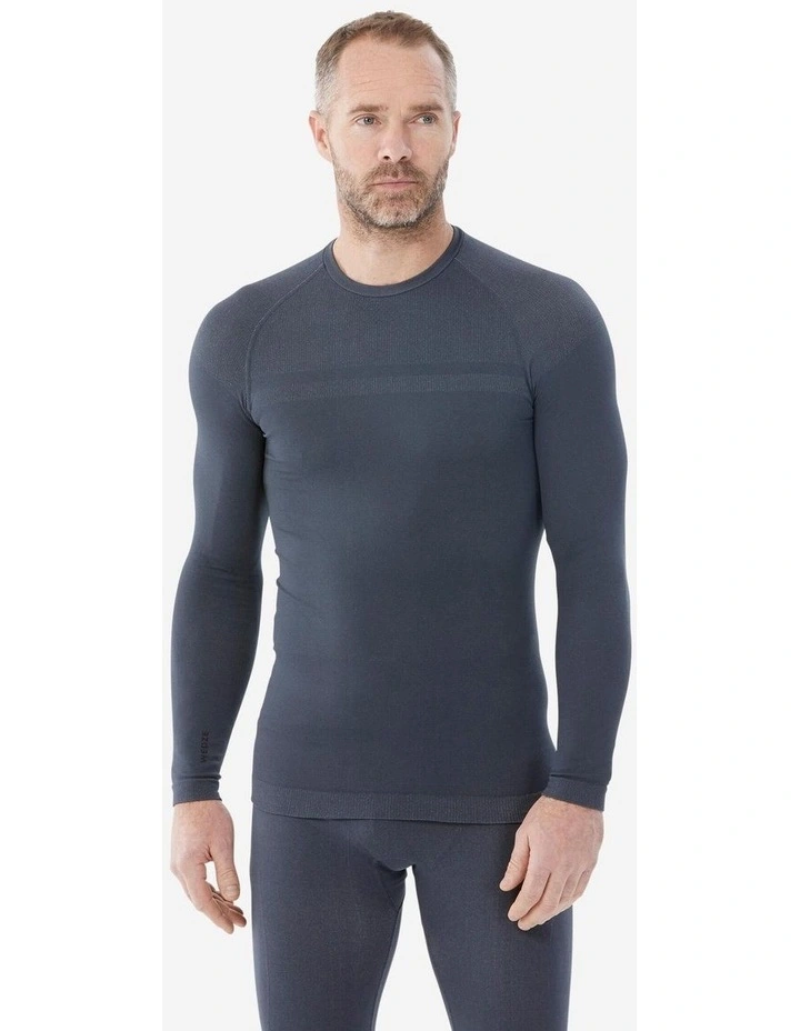 Mens Warm and Breathable Merino Wool Ski Base Layer Top, BL100 - Grey image 1