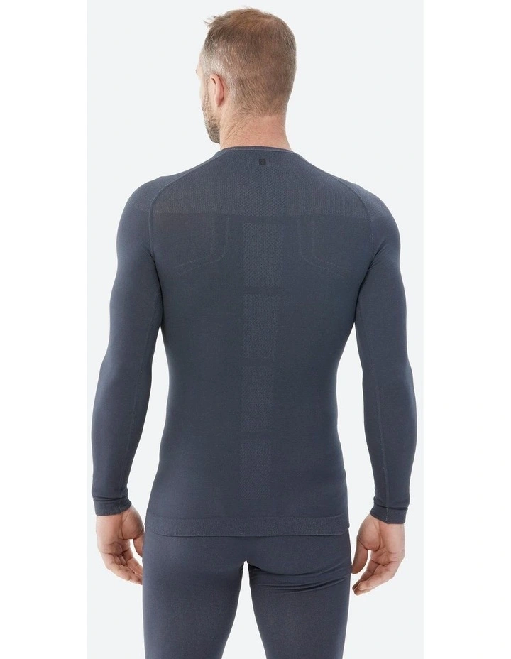 Mens Warm and Breathable Merino Wool Ski Base Layer Top, BL100 - Grey image 2