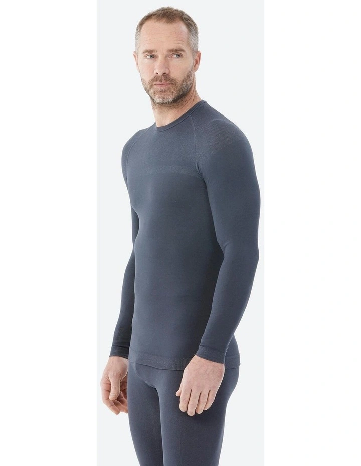 Mens Warm and Breathable Merino Wool Ski Base Layer Top, BL100 - Grey image 3