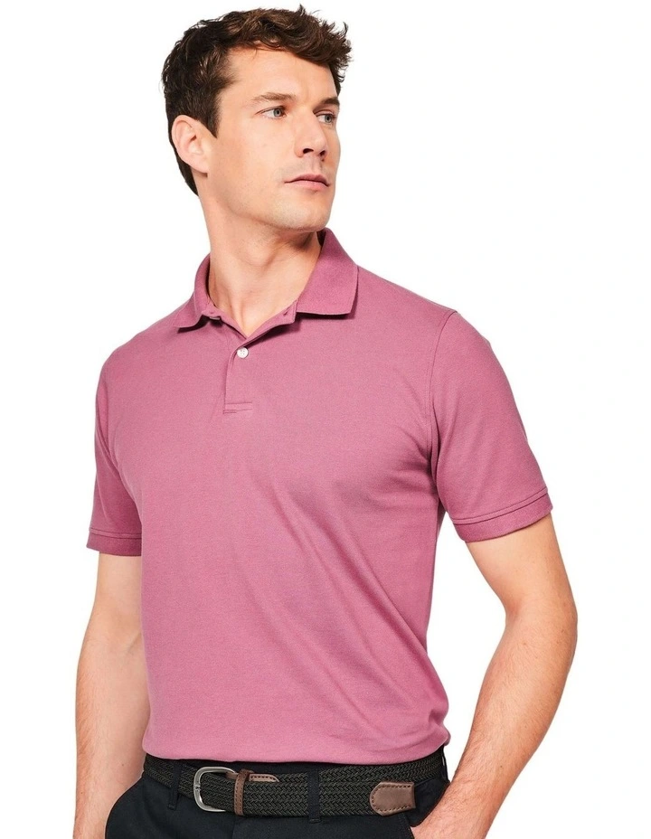 Mens Golf Cotton and Polyester Short-sleeved polo shirt - MW500 dark pink image 1