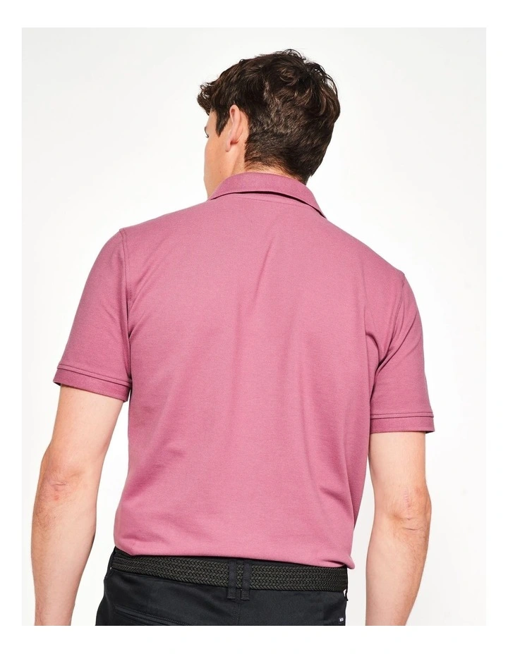 Mens Golf Cotton and Polyester Short-sleeved polo shirt - MW500 dark pink image 4