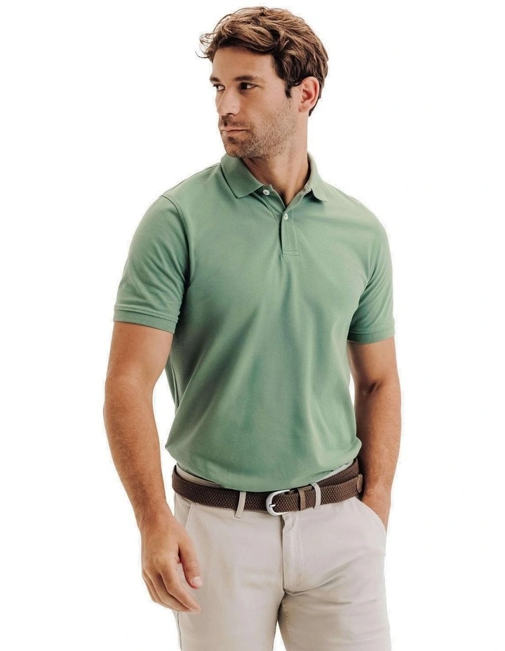 Men's Short-Sleeved Golf Polo Shirt in Green image 1