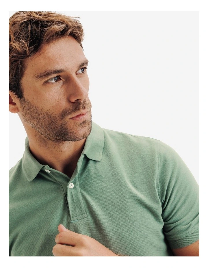 Men's Short-Sleeved Golf Polo Shirt in Green image 3