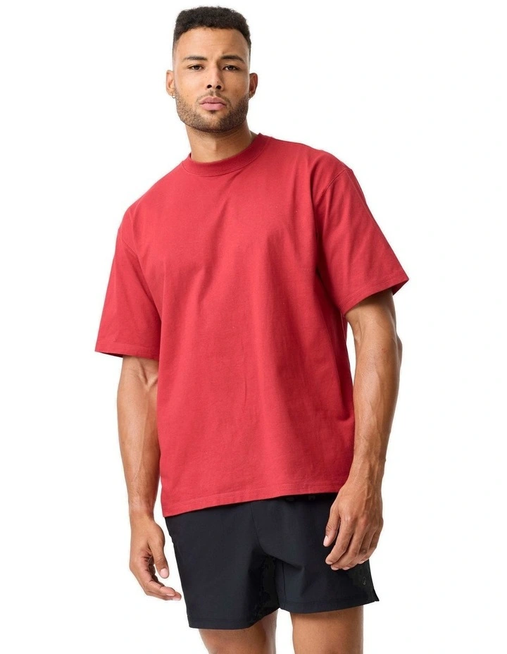 Domyos Men Weight Training Loose T-Shirt in Red image 1