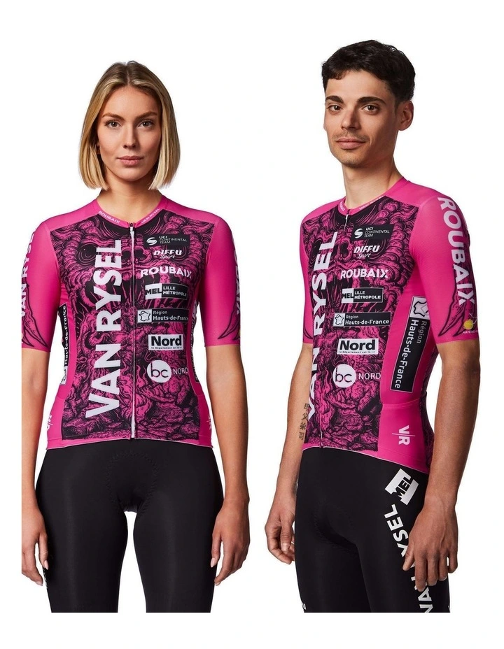 Van Rysel Unisex Cycling Jersey Roubaix Replica in Pink/Purple image 1