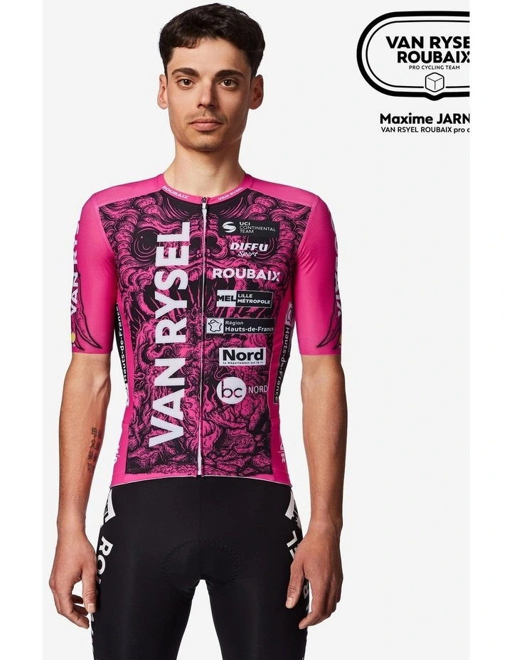 Van Rysel Unisex Cycling Jersey Roubaix Replica in Pink/Purple image 2