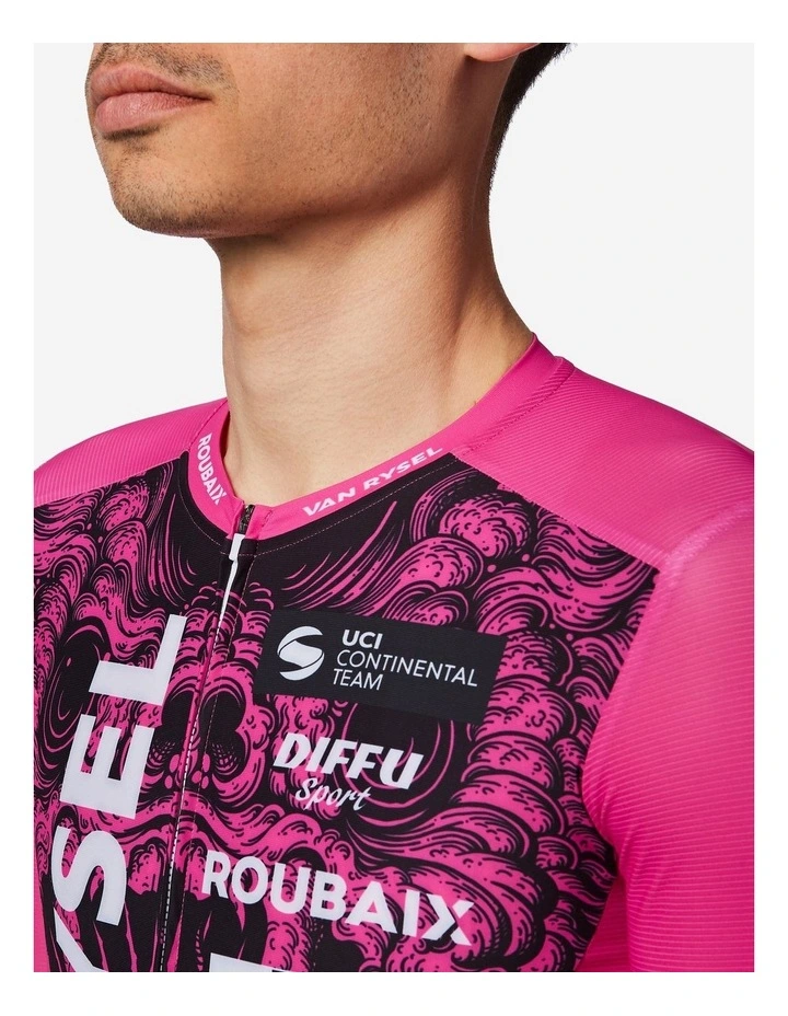 Van Rysel Unisex Cycling Jersey Roubaix Replica in Pink/Purple image 7
