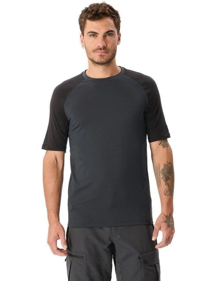 Forclaz Mens Short-sleeved Merino Wool T-shirt, Merino Resist - Grey - Black/Grey image 1