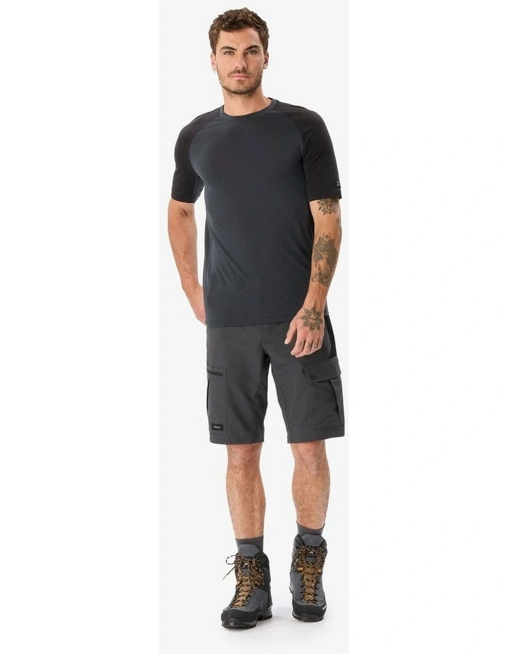 Forclaz Mens Short-sleeved Merino Wool T-shirt, Merino Resist - Grey - Black/Grey image 2