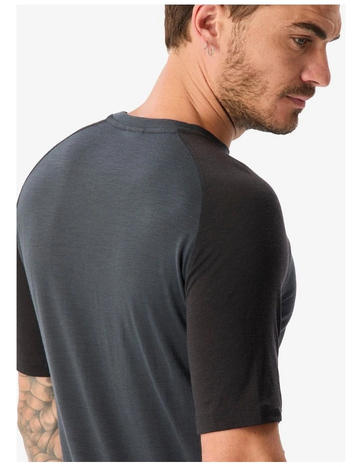 Forclaz Mens Short-sleeved Merino Wool T-shirt, Merino Resist - Grey - Black/Grey image 5