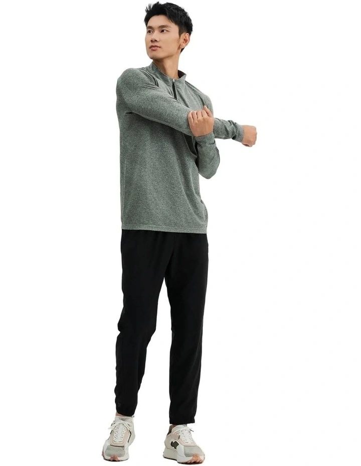 Decathlon - Men cardio half-zip long-sleeved T-shirt 900 in Khaki Green image 5