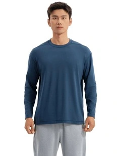 Decathlon - Men training soft long-sleeved T-shirt-heather asphalt blue