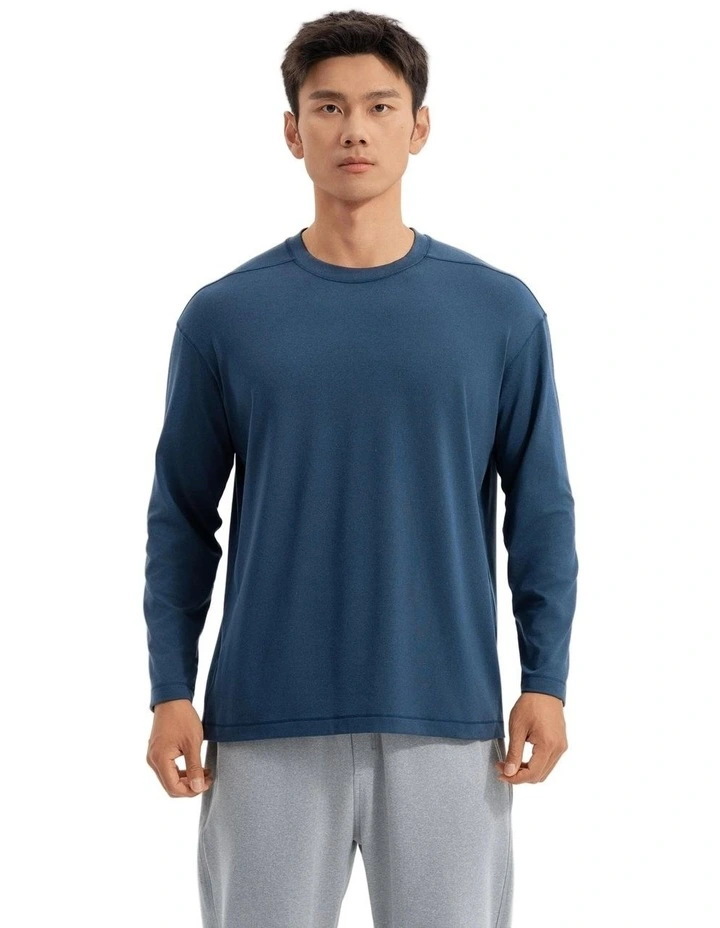 Decathlon - Men training soft long-sleeved T-shirt-heather asphalt blue image 1