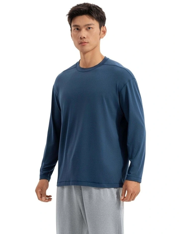 Decathlon - Men training soft long-sleeved T-shirt-heather asphalt blue image 3