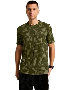 Domyos Men's Short-sleeved Crew Neck Breathable Fitness T-shirt - Khaki  - Green