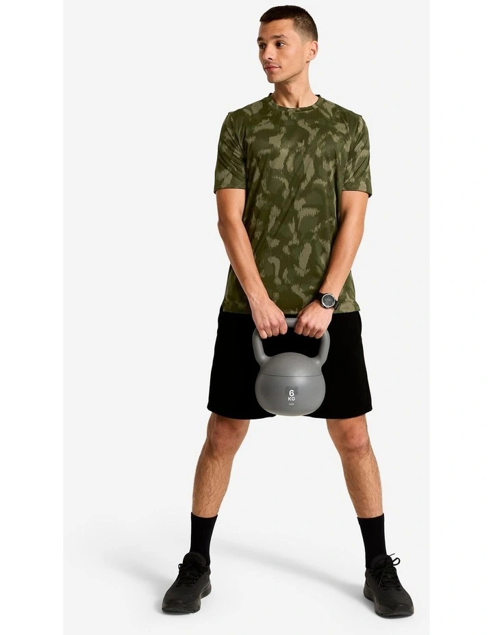 Domyos Men's Short-sleeved Crew Neck Breathable Fitness T-shirt - Khaki - Green image 2