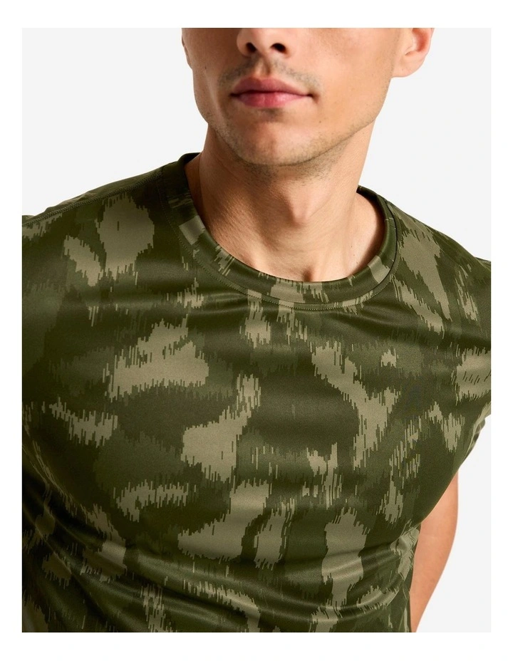 Domyos Men's Short-sleeved Crew Neck Breathable Fitness T-shirt - Khaki - Green image 5