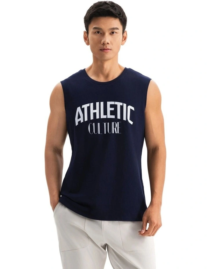 Decathlon - Men's Cotton Training Tank Top Cosmeto 500 - Blue/Black image 4