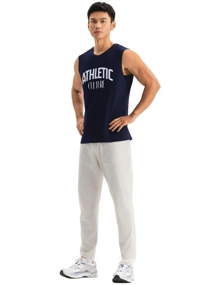 Decathlon - Men's Cotton Training Tank Top Cosmeto 500 - Blue/Black image 6