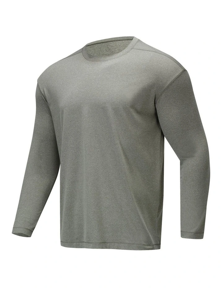 Decathlon - Men training soft long-sleeved T-shirt-heather khaki green image 3