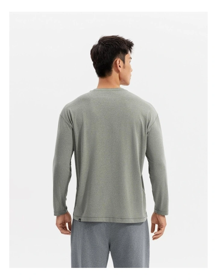 Decathlon - Men training soft long-sleeved T-shirt-heather khaki green image 4