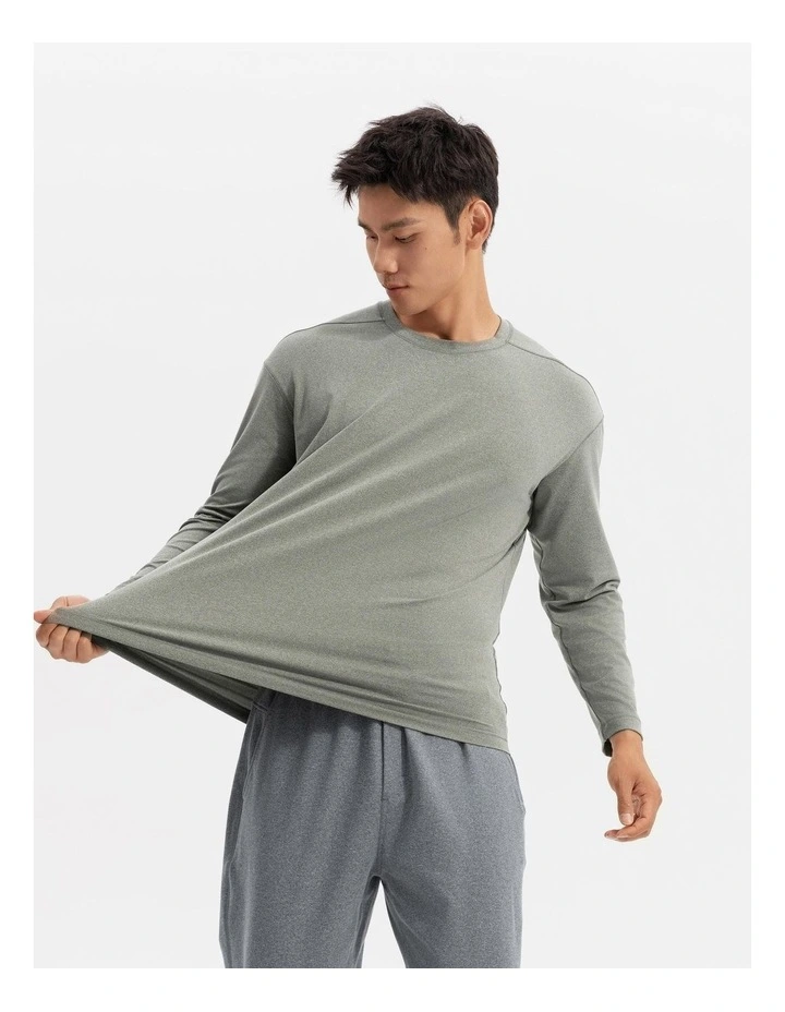Decathlon - Men training soft long-sleeved T-shirt-heather khaki green image 7
