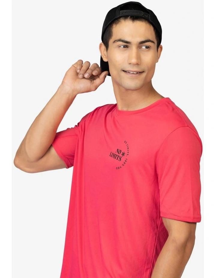 Men's Short-Sleeved Crew Neck Breathable T-Shirt - Coral Pink image 2