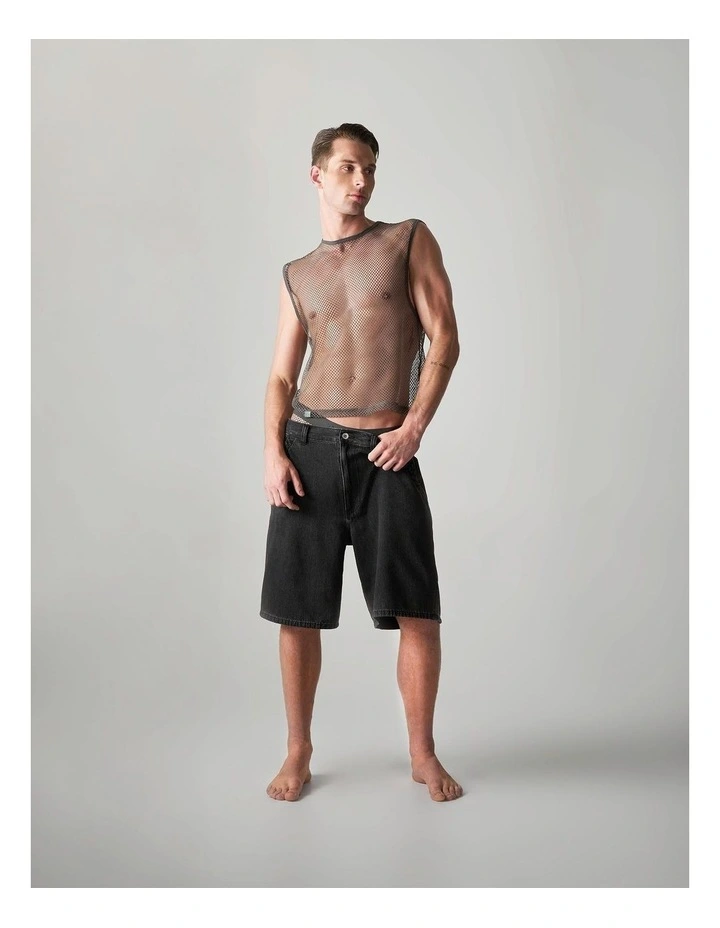 Edge Net Muscle Tank in Gunmetal image 2