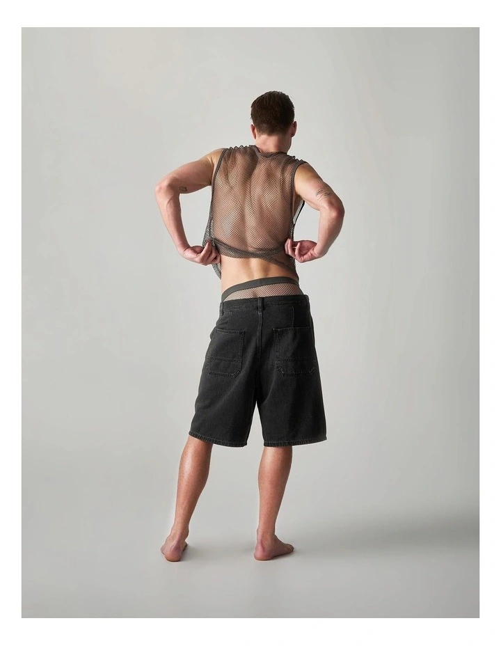Edge Net Muscle Tank in Gunmetal image 3