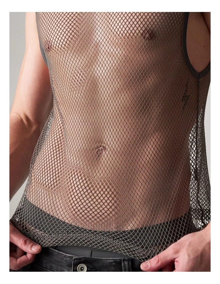 Edge Net Muscle Tank in Gunmetal image 4