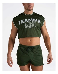 S.S.C. Fraternity Crop Muscle Tank in Forest Green