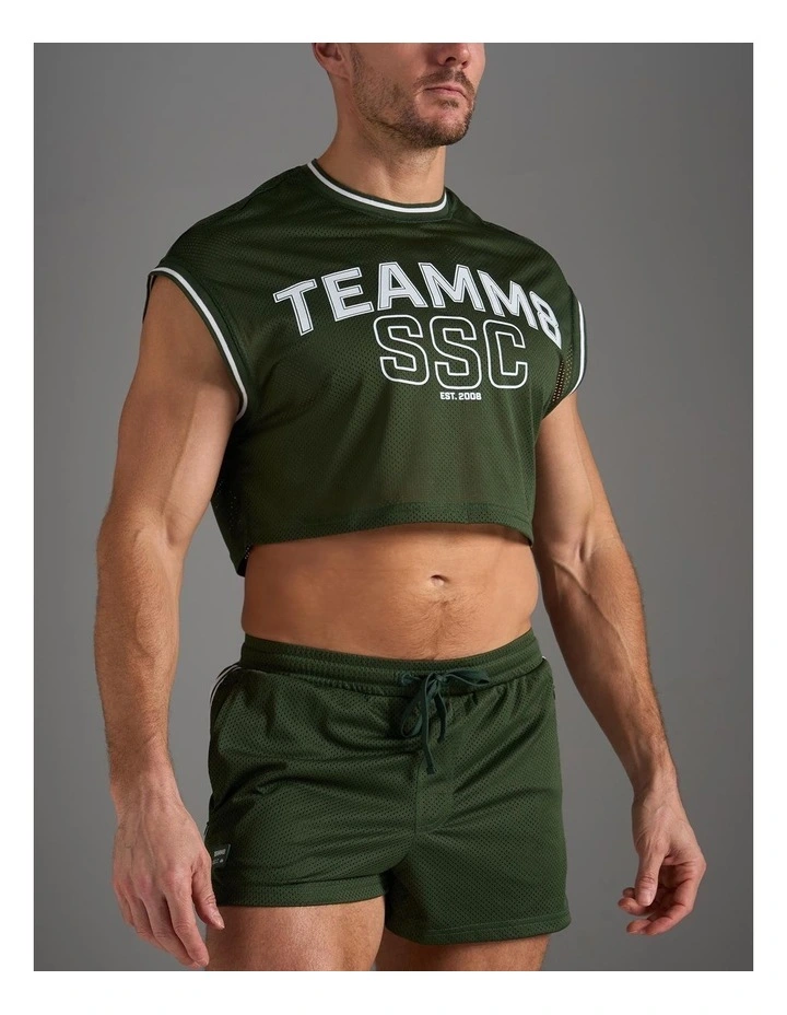 S.S.C. Fraternity Crop Muscle Tank in Forest Green image 3