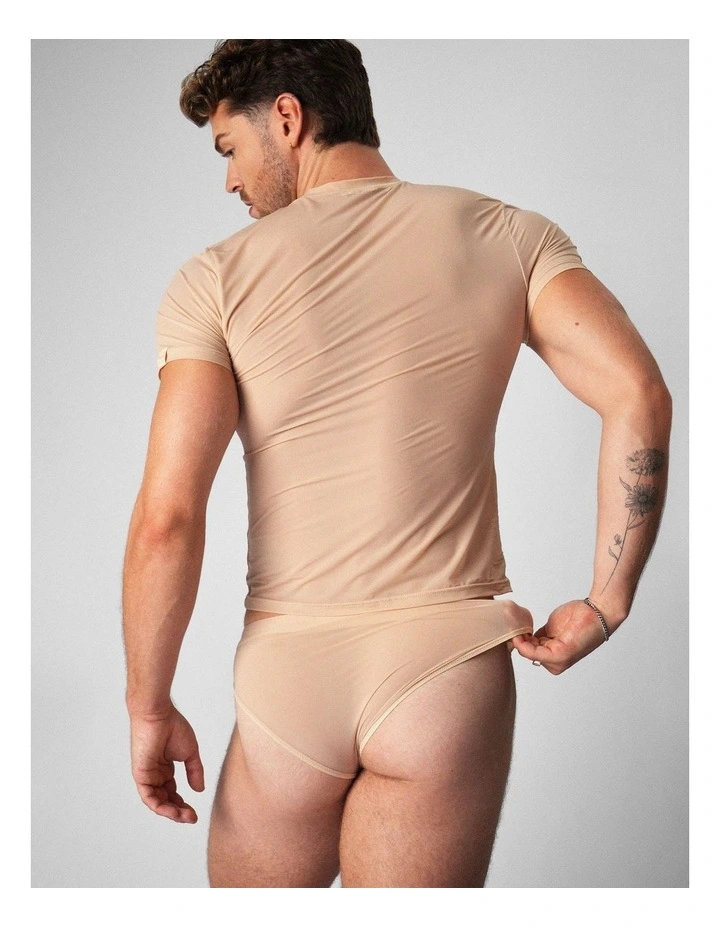 Allure Sheer Cropped Tee in Husk image 2